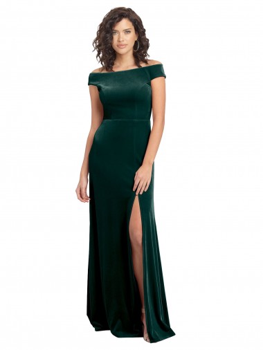 Stretch Velvet Long Square Neck A-Line Formal Evening Gown / Prom Dress / Bridesmaid Dress Armadale