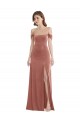 Stretch Velvet Long Off the Shoulder Cinnamon Rose A-Line Semi Formal Evening Dress / Prom Dress / Bridesmaid Dress Armadale