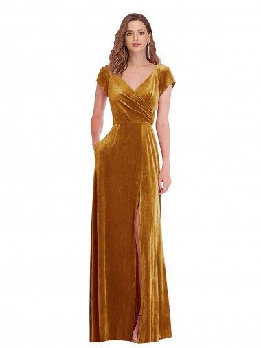 Stretch Velvet Long V-Neck Sheath Formal Evening Gown / Prom Dress / Bridesmaid Dress Armadale