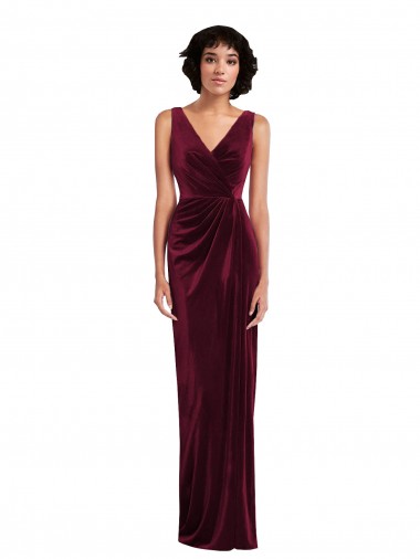 Stretch Velvet Long V-Neck Sheath Semi Formal Evening Dress / Prom Dress / Bridesmaid Dress Armadale
