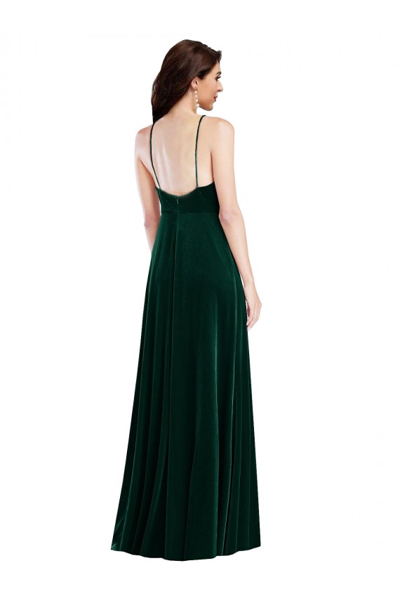 Stretch Velvet Long Halter Neck A-Line Semi Formal Evening Dress / Prom Dress / Bridesmaid Dress Armadale