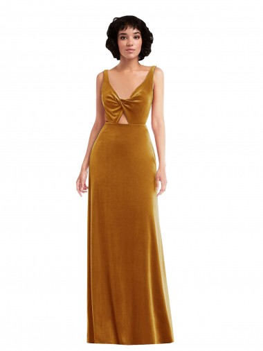 Stretch Velvet V-Back Long V-Neck Trumpet Semi Formal Evening Dress / Prom Dress / Bridesmaid Dress Armadale