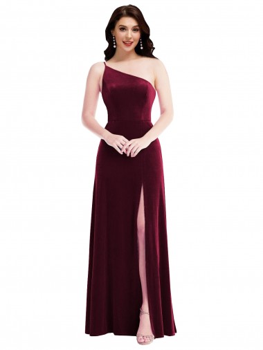 Stretch Velvet Long One Shoulder Trumpet Black Tie Evening Dress / Prom Dress / Bridesmaid Dress Armadale