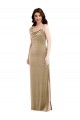 Stretch Velvet Long One Shoulder Champagne Sheath Black Tie Evening Gown / Prom Dress / Bridesmaid Dress Armadale