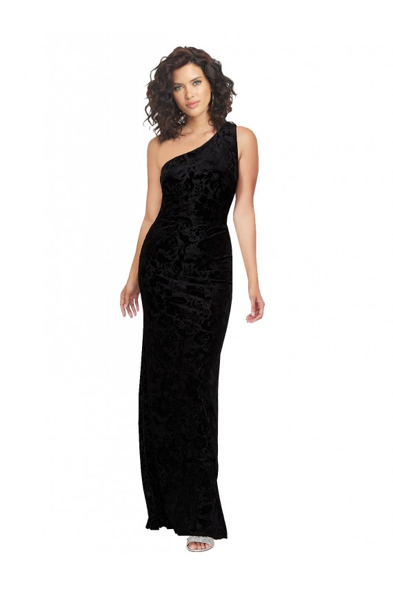 Floral Velvet & Stretch Velvet Long One Shoulder Sheath Bridesmaid Dresses Armadale