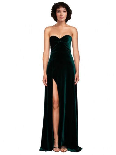 Stretch Velvet Low Back Sweep Train Sweetheart A-Line Semi Formal Evening Dress / Prom Dress / Bridesmaid Dress Armadale